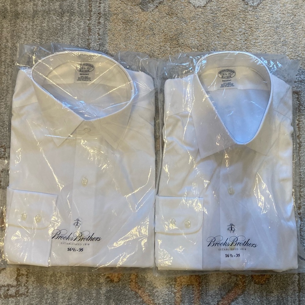 NWT Stretch Regent Regular-Fit Dress Shirt, Non-Iron Royal Oxford Ainsley Collar